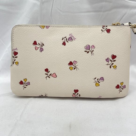 NEW COACH Women’s Double Zip Wallet with Heart Print Canvas CW969 Chalk Multi - Picture 8 of 12